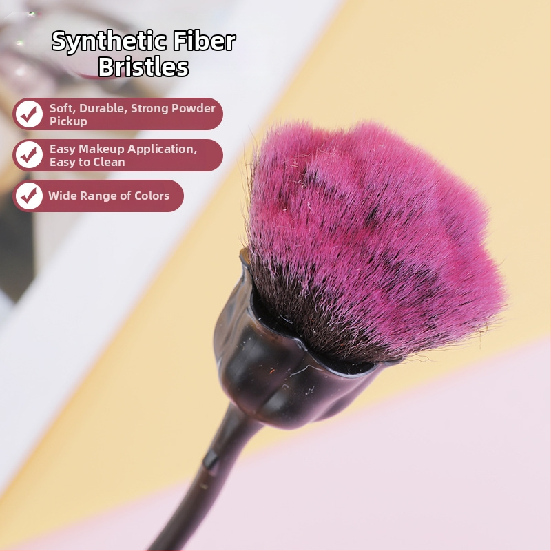 Makeup štetec na púder s nylonovými a syntetickými štetinami, dlhá rukoväť z ABS elektroplatingu, jednorazové balenie