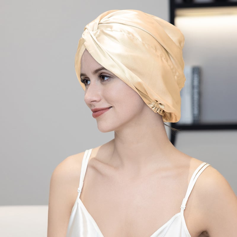 Mulberry svilena kapa za spavanje, jednofarbna, za odrasle, višekratna upotreba, anti-frizz