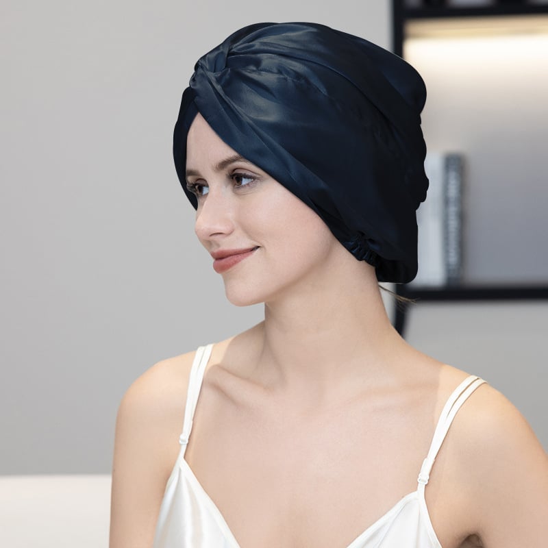 Mulberry svilena kapa za spavanje, jednofarbna, za odrasle, višekratna upotreba, anti-frizz