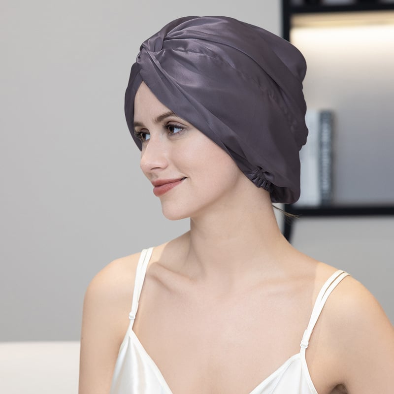 Mulberry svilena kapa za spavanje, jednofarbna, za odrasle, višekratna upotreba, anti-frizz