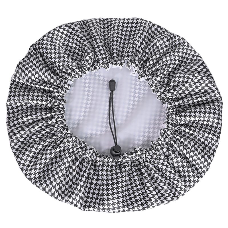 Dvostruka vodootporna kapa za tuširanje za odrasle, pastoralnog stila (PE materijal, tiskano logo, mogućnost prilagodbe, neto težina 38)