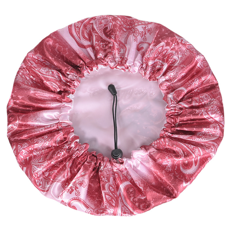 Dvostruka vodootporna kapa za tuširanje za odrasle, pastoralnog stila (PE materijal, tiskano logo, mogućnost prilagodbe, neto težina 38)