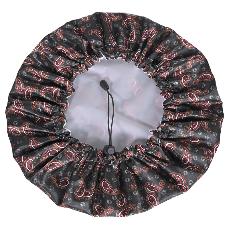 Dvostruka vodootporna kapa za tuširanje za odrasle, pastoralnog stila (PE materijal, tiskano logo, mogućnost prilagodbe, neto težina 38)