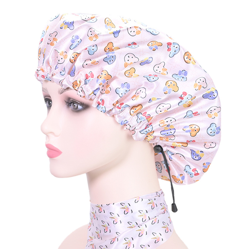 Dvostruka vodootporna kapa za tuširanje za odrasle, pastoralnog stila (PE materijal, tiskano logo, mogućnost prilagodbe, neto težina 38)