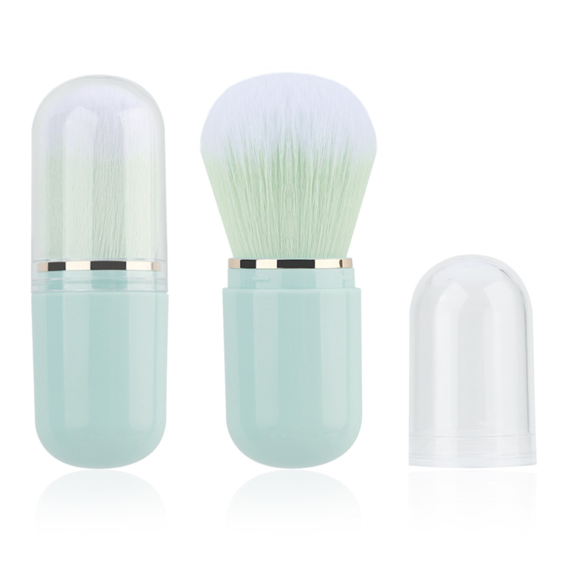 Φορητή βούρτσα μακιγιάζ σε κάψουλα με συνθετικές τρίχες, λαβή από αλουμίνιο, συνολικό μήκος 9 cm, μήκος τρίχας 3 cm, συσκευασία ενός τεμαχίου