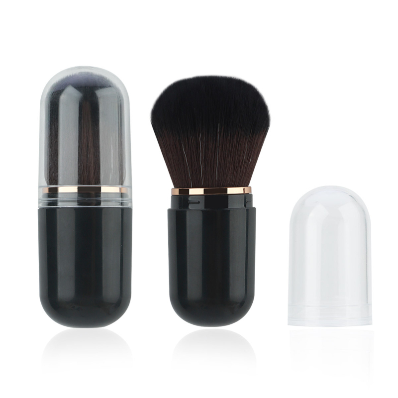 Φορητή βούρτσα μακιγιάζ σε κάψουλα με συνθετικές τρίχες, λαβή από αλουμίνιο, συνολικό μήκος 9 cm, μήκος τρίχας 3 cm, συσκευασία ενός τεμαχίου