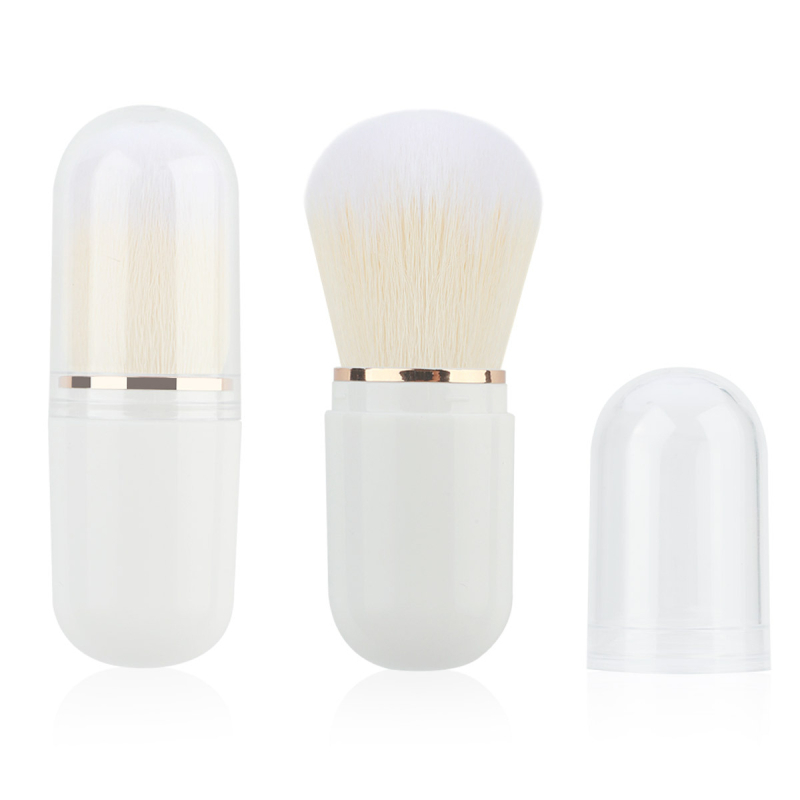 Φορητή βούρτσα μακιγιάζ σε κάψουλα με συνθετικές τρίχες, λαβή από αλουμίνιο, συνολικό μήκος 9 cm, μήκος τρίχας 3 cm, συσκευασία ενός τεμαχίου