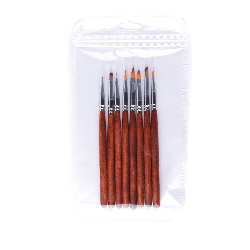 Set de 8 stilouri pentru desenul unghiilor, mâner din lemn, tijă lungă, 5,6 g fiecare, marca Yuxi