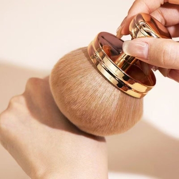 Βούρτσα πούδρας με συνθετικές τρίχες, πλαστική λαβή, με θήκη, σετ 1 τεμάχιο