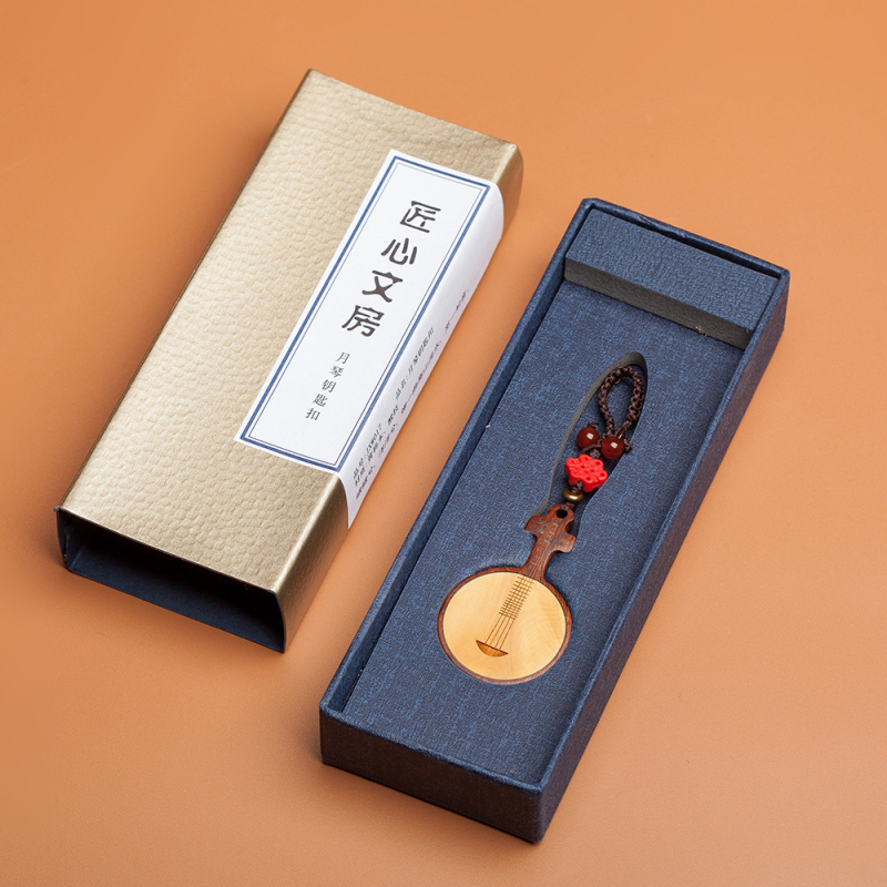 Drveni privjesak za ruksak, kineskog stila, s motivom glazbenog instrumenta, inspiriran dinastijom Ming