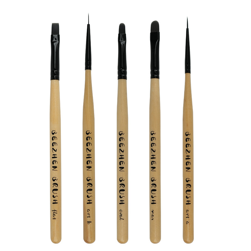 Pen Zhen комплект маникюр четки за изкуство с дълга дървена дръжка, 5 бр., японски стил