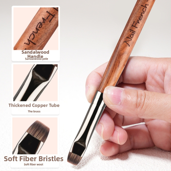 Pero základný lak na nechty s drevenou rukoväťou, francúzsky štýl opravy okraja, guľatá hlava a plochá hlava