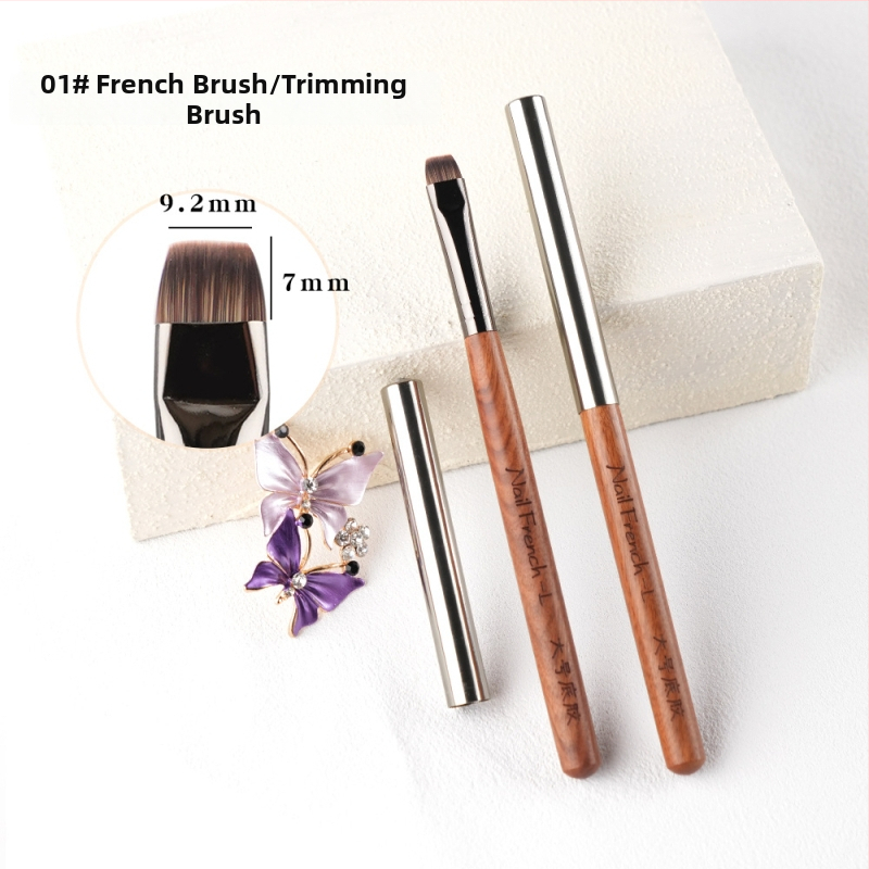 Pero základný lak na nechty s drevenou rukoväťou, francúzsky štýl opravy okraja, guľatá hlava a plochá hlava