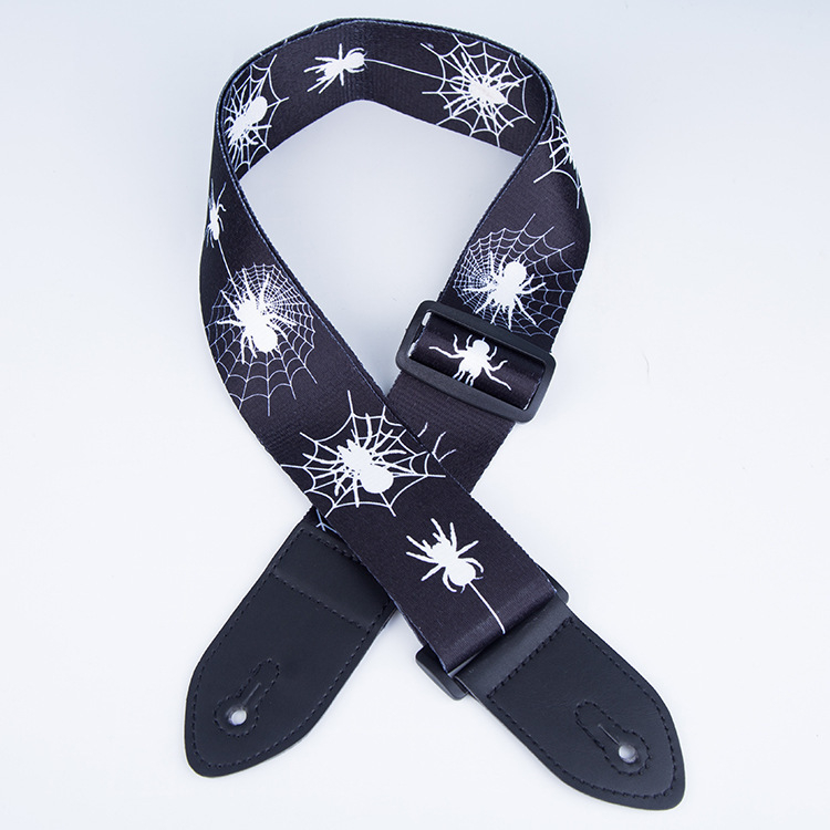 Каишка за китара, регулируема, с печатно лого, PU кожа, полиестерно-памучна материя, модел 666-2