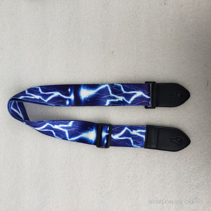 Каишка за китара, регулируема, с печатно лого, PU кожа, полиестерно-памучна материя, модел 666-2