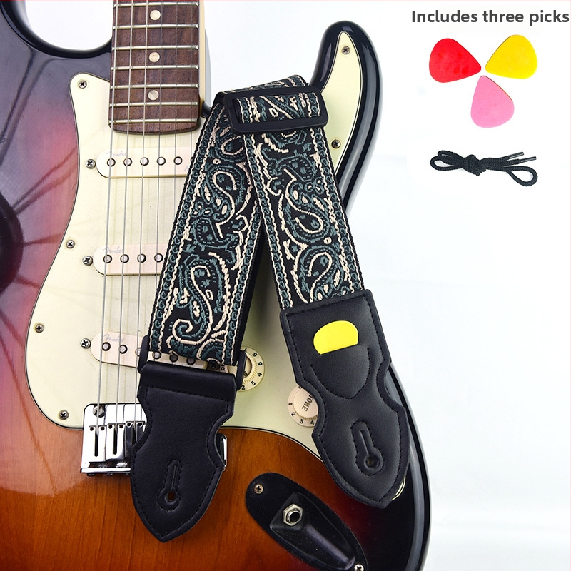 PACEUP gitarový pás, polyester, model 346001, vyšívaný v retro etnickom štýle, pre hudobné nástroje.