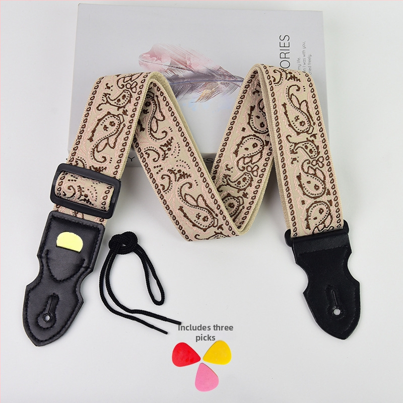 PACEUP gitarový pás, polyester, model 346001, vyšívaný v retro etnickom štýle, pre hudobné nástroje.