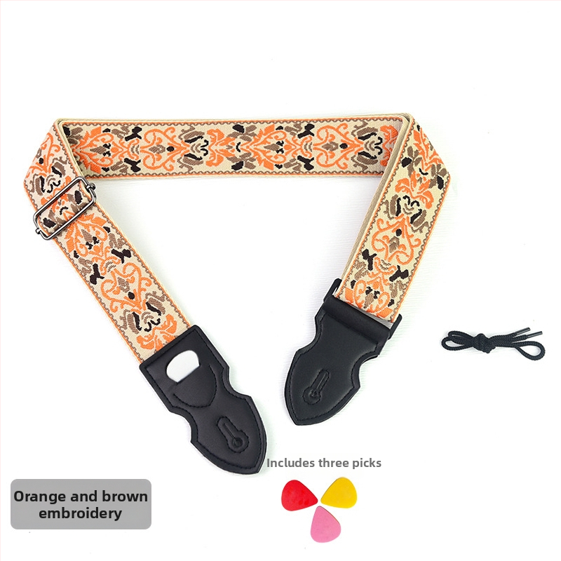 PACEUP gitarový pás, polyester, model 346001, vyšívaný v retro etnickom štýle, pre hudobné nástroje.