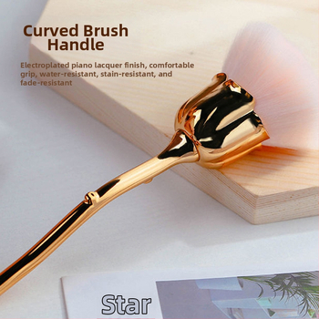 Štetec na makeup s hliníkovou rúčkou, syntetické vlákna, dlhá rúčka, jednorazové balenie s taškou, Pomelo man