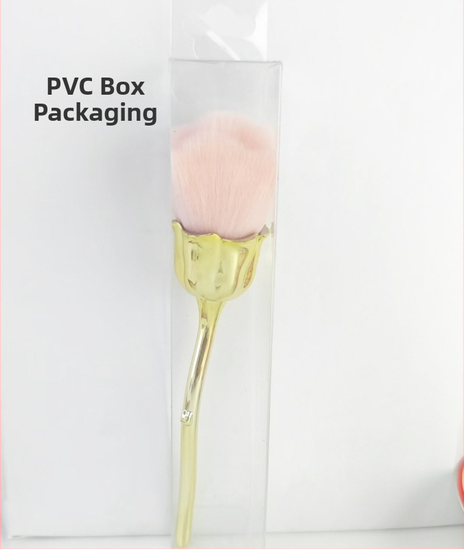 Štetec na makeup s hliníkovou rúčkou, syntetické vlákna, dlhá rúčka, jednorazové balenie s taškou, Pomelo man