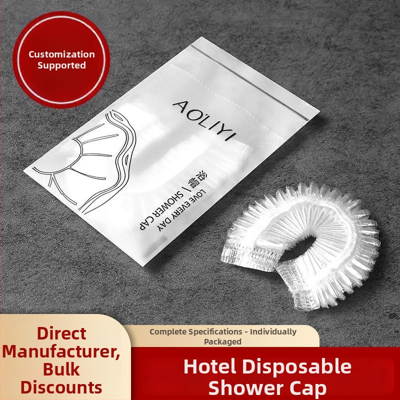 Jednorázová sprchová čiapka, vodotesná, zväčšená a hrubšia, samostatne balená, PE materiál, pre farbenie vlasov, hotelové použitie
