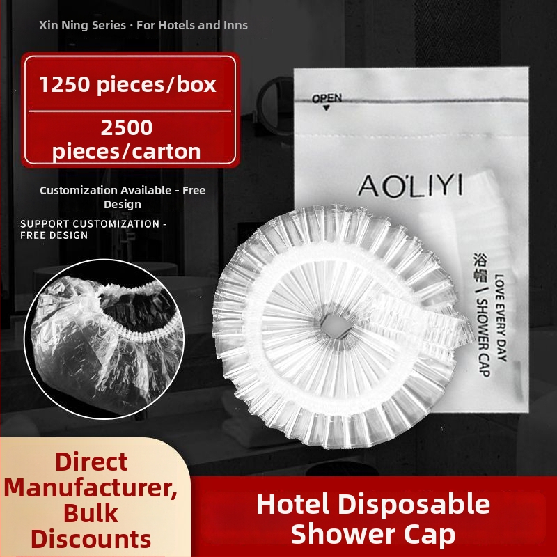 Jednorázová sprchová čiapka, vodotesná, zväčšená a hrubšia, samostatne balená, PE materiál, pre farbenie vlasov, hotelové použitie
