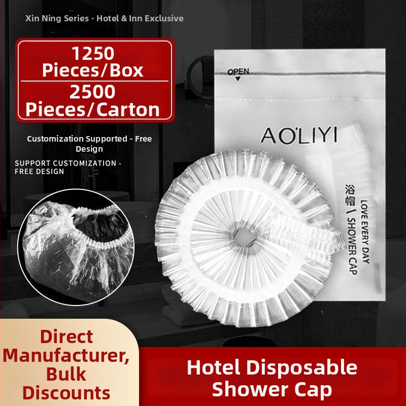 Jednorázová sprchová čiapka, vodotesná, zväčšená a hrubšia, samostatne balená, PE materiál, pre farbenie vlasov, hotelové použitie