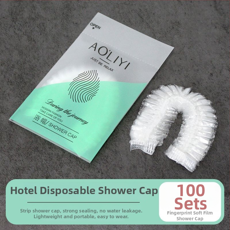 Jednorázová sprchová čiapka, vodotesná, zväčšená a hrubšia, samostatne balená, PE materiál, pre farbenie vlasov, hotelové použitie