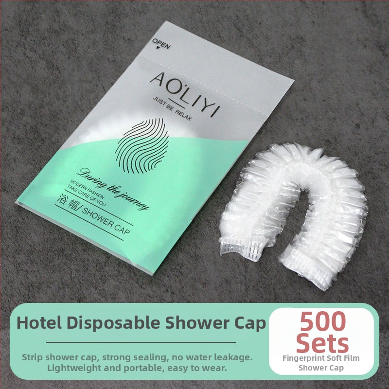 Jednorázová sprchová čiapka, vodotesná, zväčšená a hrubšia, samostatne balená, PE materiál, pre farbenie vlasov, hotelové použitie