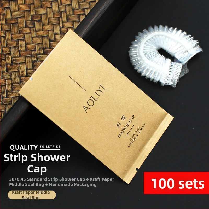 Jednorázová sprchová čiapka, vodotesná, zväčšená a hrubšia, samostatne balená, PE materiál, pre farbenie vlasov, hotelové použitie