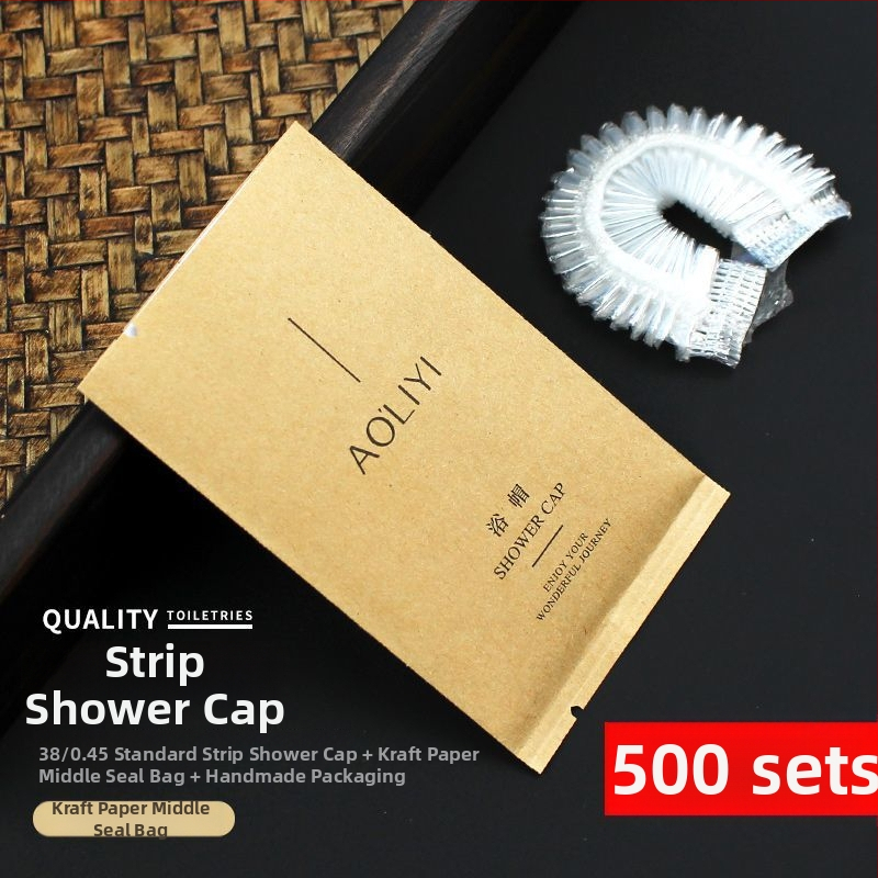 Jednorázová sprchová čiapka, vodotesná, zväčšená a hrubšia, samostatne balená, PE materiál, pre farbenie vlasov, hotelové použitie