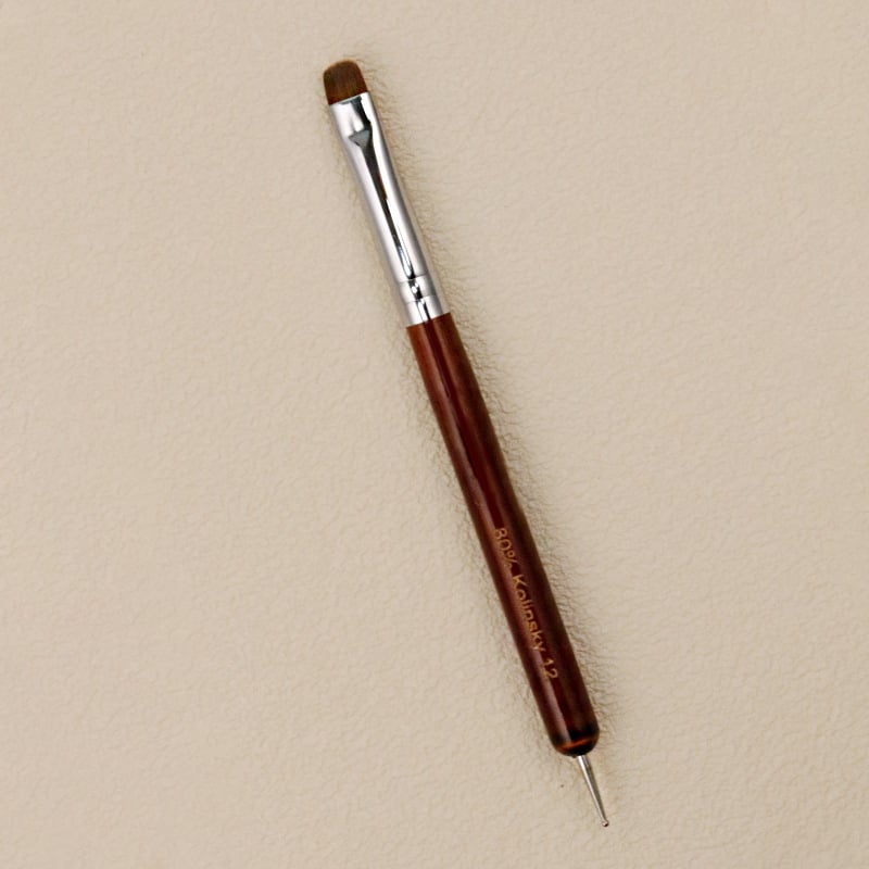 Set pensule unghii pentru artă, 7 piese, mâner din lemn rosewood, vârf rotund din păr mink, design portabil, dual-use pentru dotare și desen