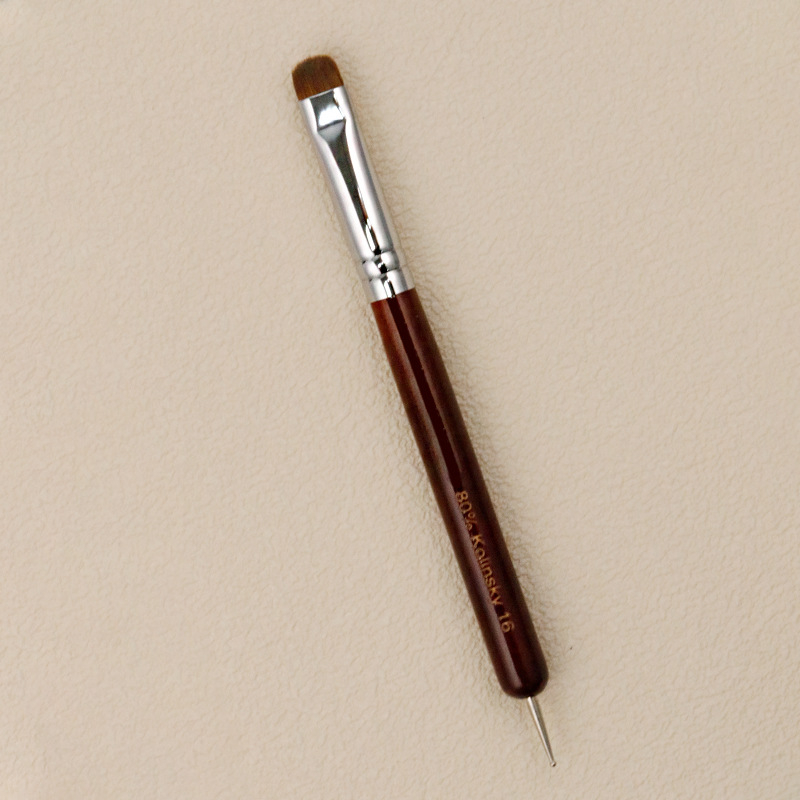 Set pensule unghii pentru artă, 7 piese, mâner din lemn rosewood, vârf rotund din păr mink, design portabil, dual-use pentru dotare și desen