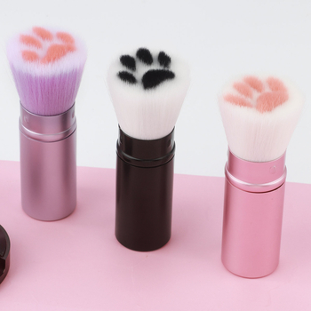 Τελεσκοπική βούρτσα για πούδρα και ρουζ με απαλές συνθετικές ίνες, λαβή από αλουμίνιο