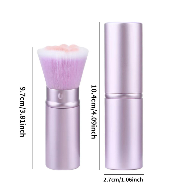 Τελεσκοπική βούρτσα για πούδρα και ρουζ με απαλές συνθετικές ίνες, λαβή από αλουμίνιο