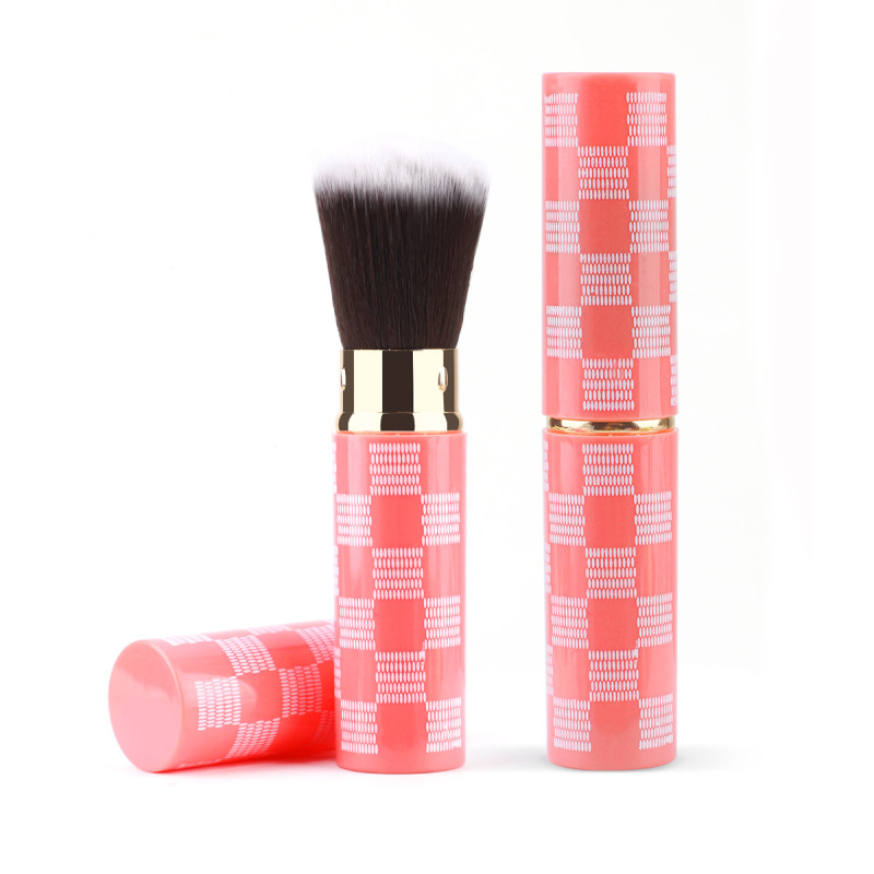 Τελεσκοπική βούρτσα για πούδρα και ρουζ με απαλές συνθετικές ίνες, λαβή από αλουμίνιο