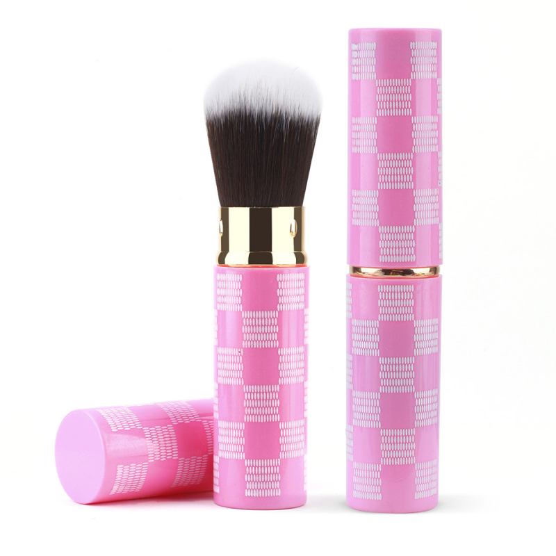 Τελεσκοπική βούρτσα για πούδρα και ρουζ με απαλές συνθετικές ίνες, λαβή από αλουμίνιο