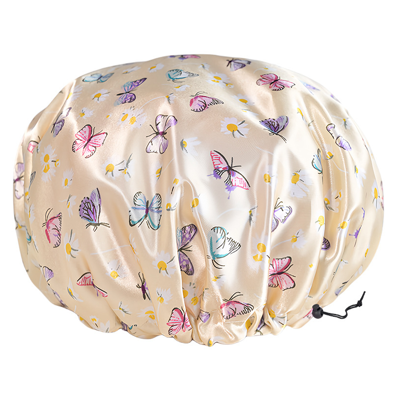 Prilagodljiva dvostruka kapa za tuširanje za odrasle i djecu, crtački stil, PE materijal, vodootporna, otporna na ulje i prašinu, otisak logotipa, mogućnost prilagodbe