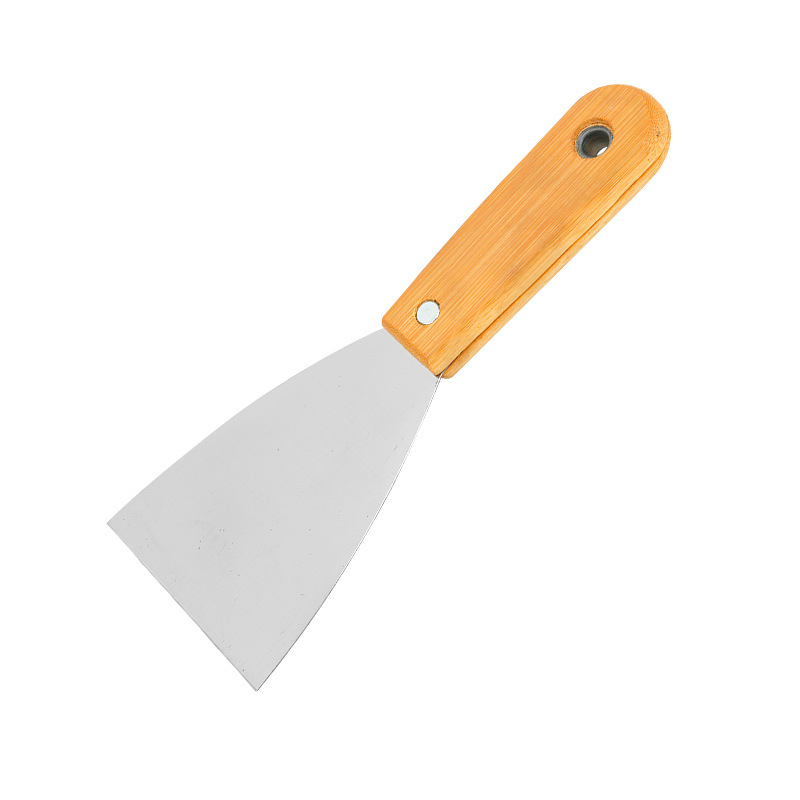Cuțit de chit cu mâner din lemn, lamă din oțel inoxidabil, lamă groasă pentru curățarea pereților