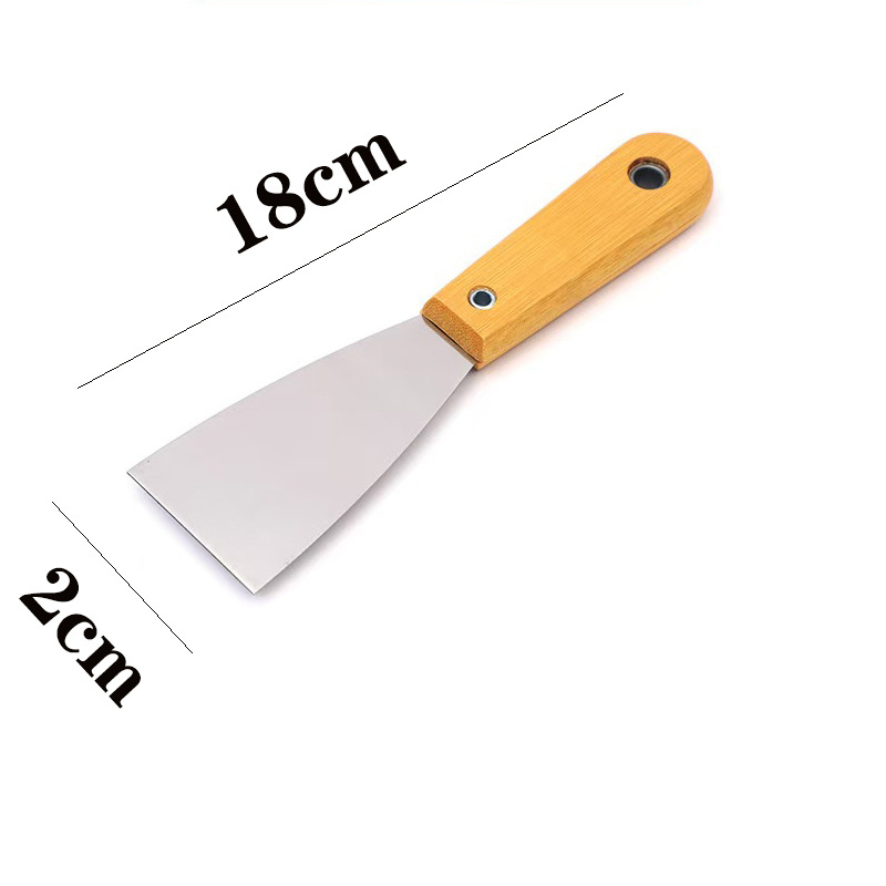 Cuțit de chit cu mâner din lemn, lamă din oțel inoxidabil, lamă groasă pentru curățarea pereților