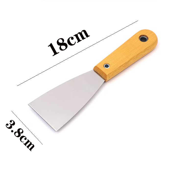 Cuțit de chit cu mâner din lemn, lamă din oțel inoxidabil, lamă groasă pentru curățarea pereților