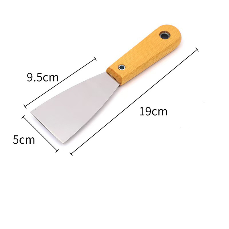 Cuțit de chit cu mâner din lemn, lamă din oțel inoxidabil, lamă groasă pentru curățarea pereților