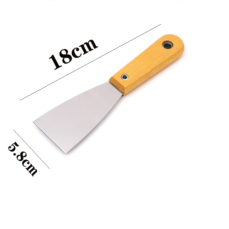 Cuțit de chit cu mâner din lemn, lamă din oțel inoxidabil, lamă groasă pentru curățarea pereților