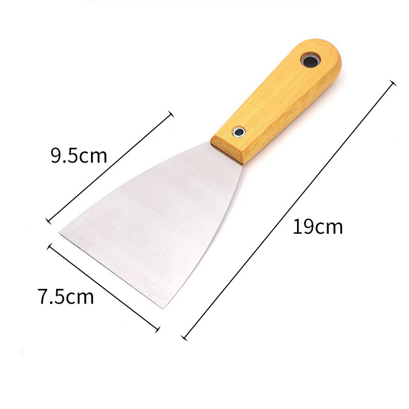 Cuțit de chit cu mâner din lemn, lamă din oțel inoxidabil, lamă groasă pentru curățarea pereților