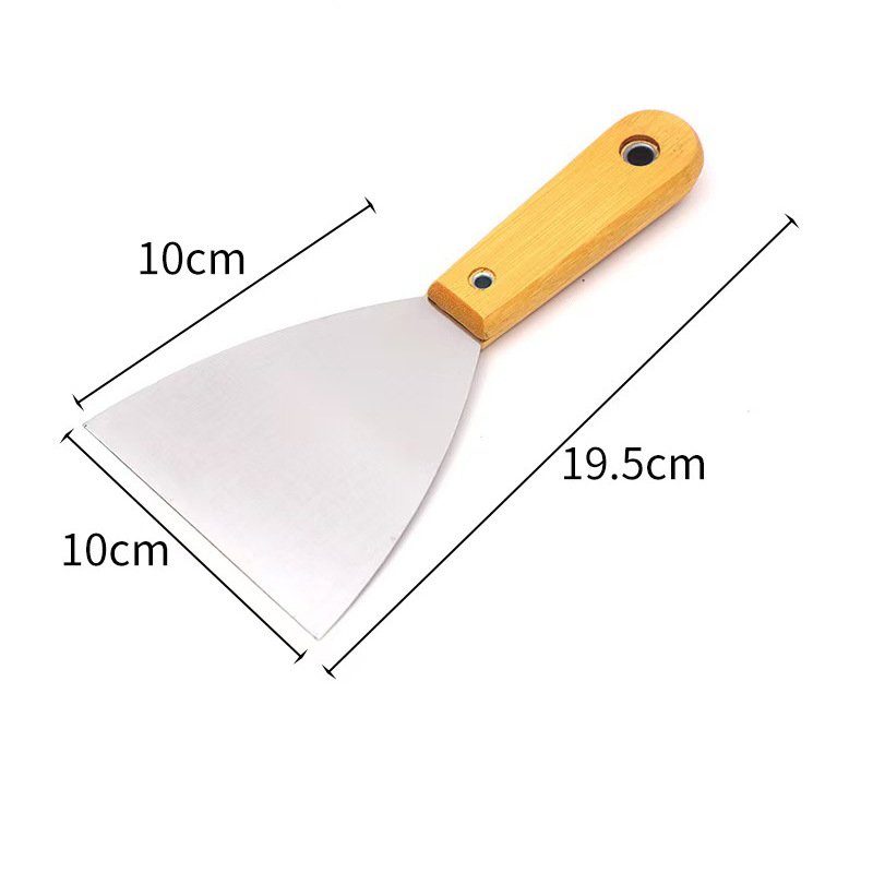 Cuțit de chit cu mâner din lemn, lamă din oțel inoxidabil, lamă groasă pentru curățarea pereților