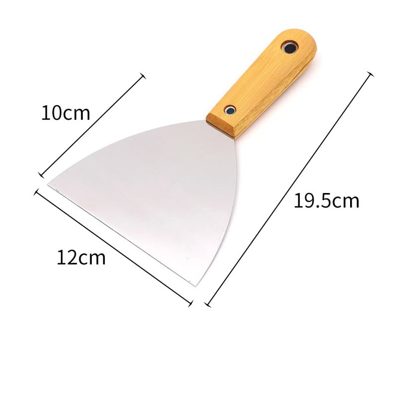Cuțit de chit cu mâner din lemn, lamă din oțel inoxidabil, lamă groasă pentru curățarea pereților