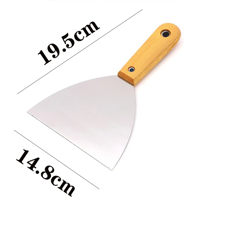 Cuțit de chit cu mâner din lemn, lamă din oțel inoxidabil, lamă groasă pentru curățarea pereților