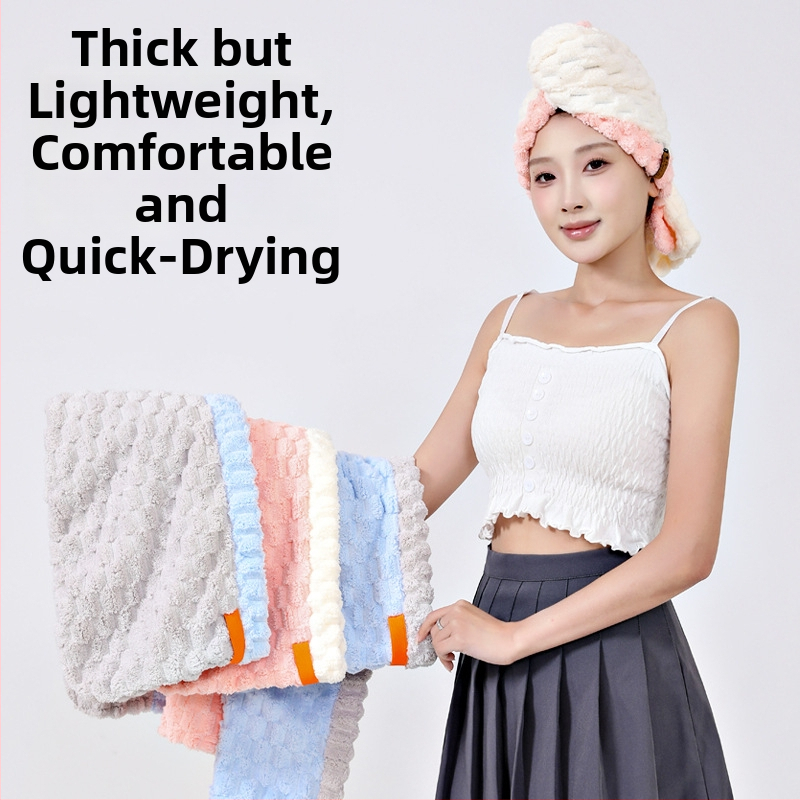 Κεφαλόδεσμος για στέγνωμα μαλλιών με φαρδύ τελείωμα - εξαιρετικά απορροφητικό coral fleece, 150D, 80–99 g, γρήγορο στέγνωμα