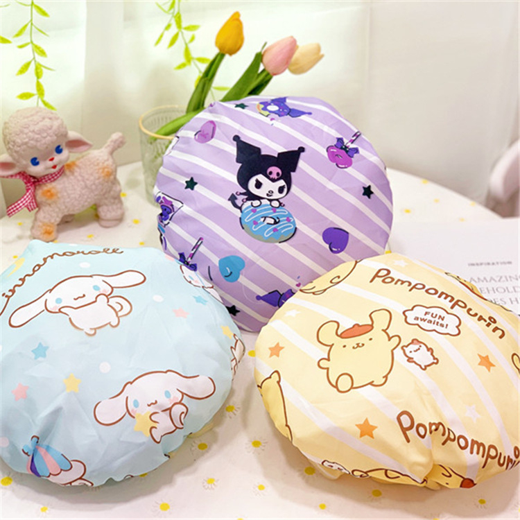 Dvodijelna kapica za tuširanje za odrasle, Kuromi crtani stil, PVC materijal, višekratna upotreba