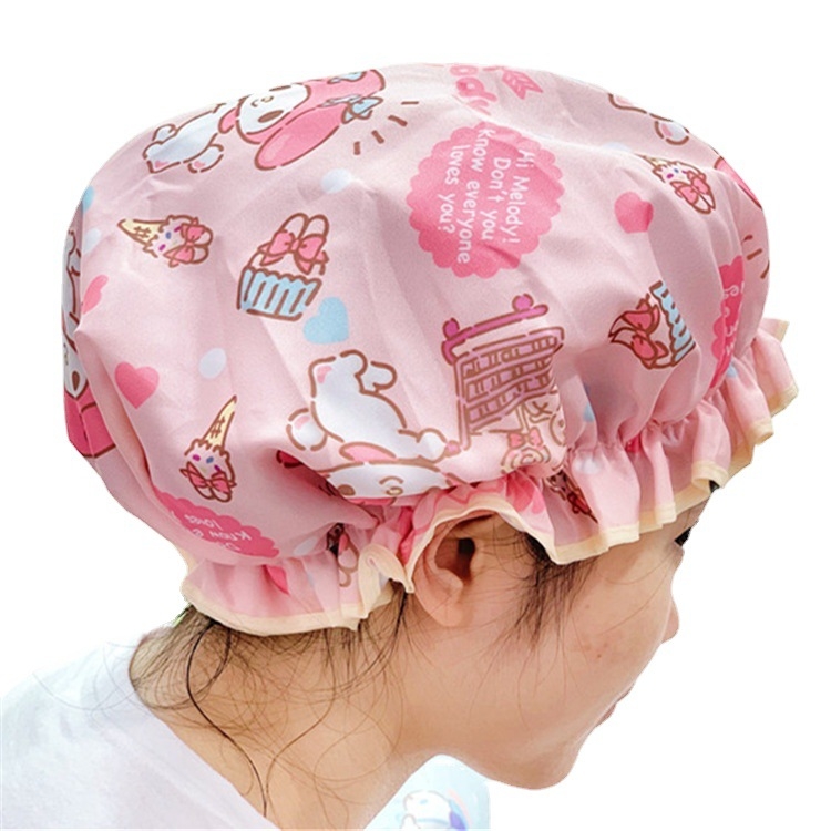 Dvodijelna kapica za tuširanje za odrasle, Kuromi crtani stil, PVC materijal, višekratna upotreba